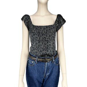 VANESSA BRUNO Athe Silky Sleeveless Ruffled 100% Silk Delicate Pattern Blouse sS